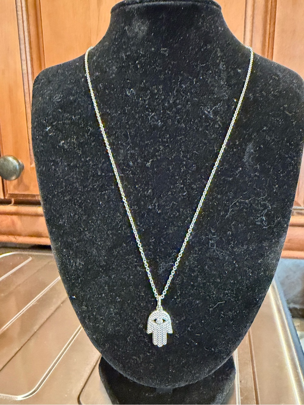 Silver Hamsa Hand Pendant Necklace - Women Jewelry